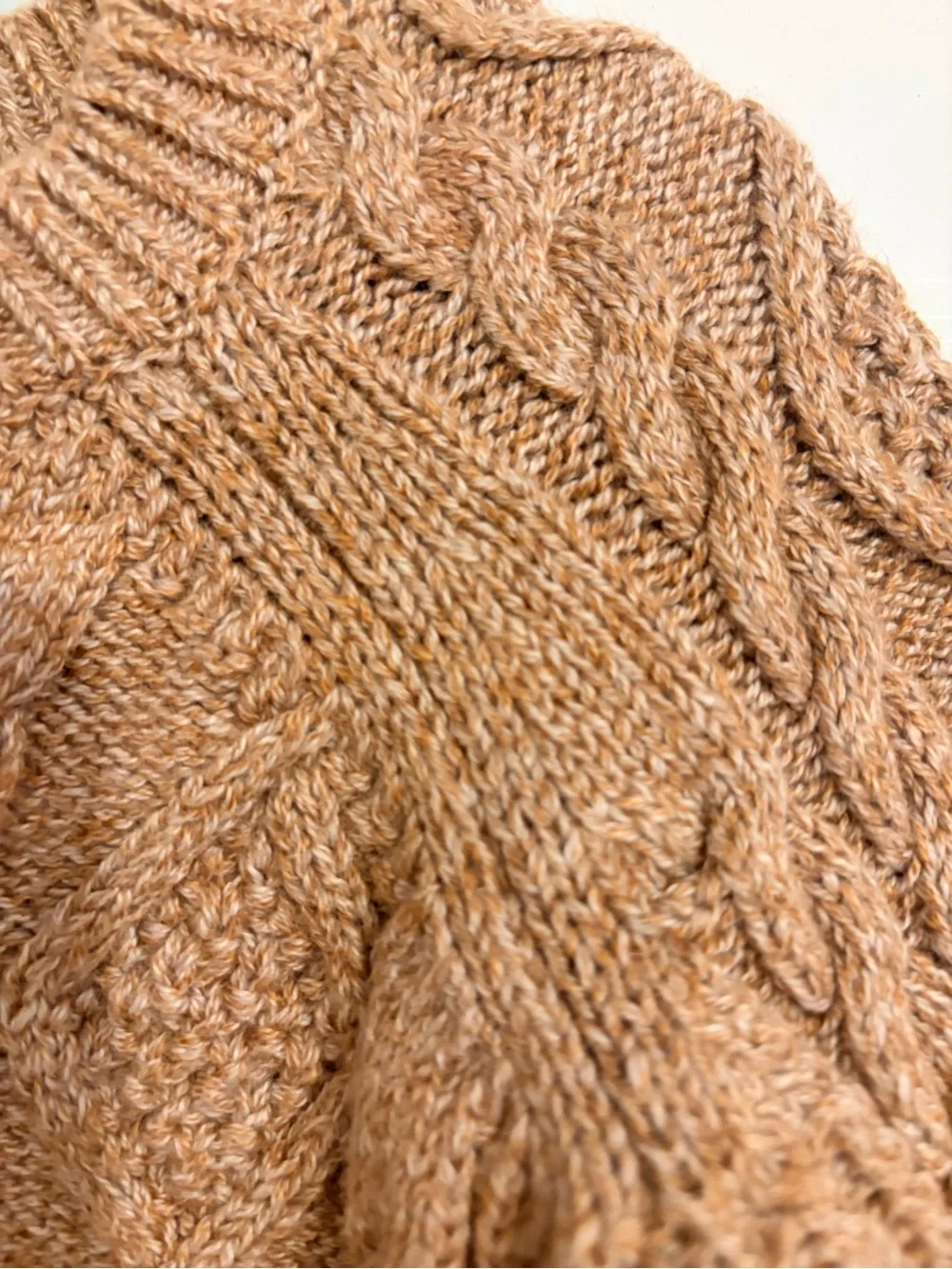 Baby cable knit sweater in camel